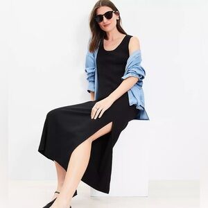 Perfect Ribbed Tank Midi Dress by Loft size Medium